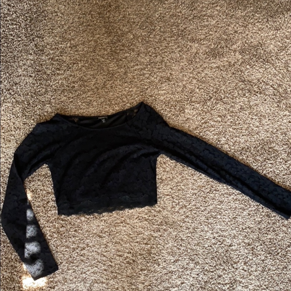 Express black lace crop top